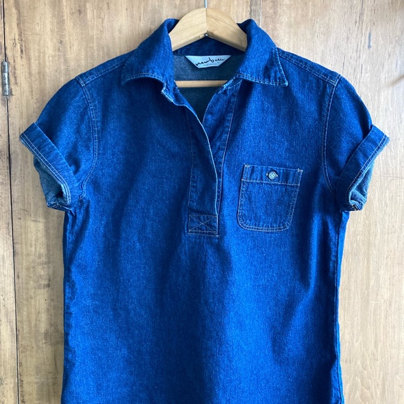 Vintage Belle Maison jeans utility shirt half button size Small 100% cotton - Picture 4 of 9